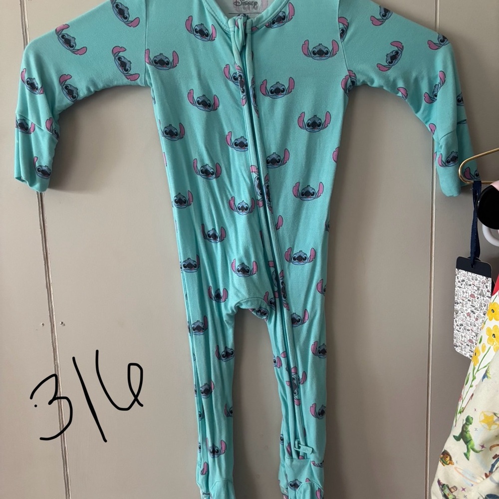 Disney Kids One Piece Pajama - Blue Stitch Design posh peanut 3/6